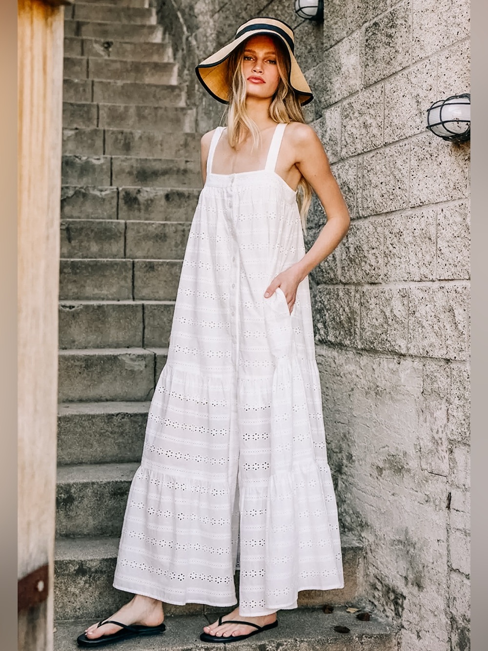White eyelet maxi dress NWT